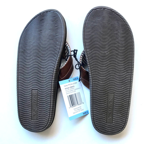 Nautica Slip On Faux Leather Clarkson 2 Sandals Size 9 Thong Flip Flop Cushioned - Picture 7 of 7